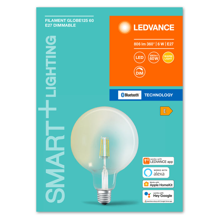 Ledvance Bluetooth Smart+ Filament Globe Led Lampe Dimmbar (Ex 60w) 6w / 2700k Warmweiss E277