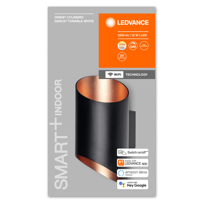Ledvance Wifi Smart+ Orbis Cylindro Led Wandleuchte 20x12,7cm Tunable Weiss 12w / 3000-6500k Schwarz