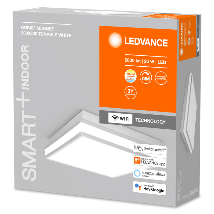 Ledvance Wifi Smart+ Orbis Magnet Led Deckenleuchte 30x30cm Tunable Weiss 26w / 3000-6500k Grau