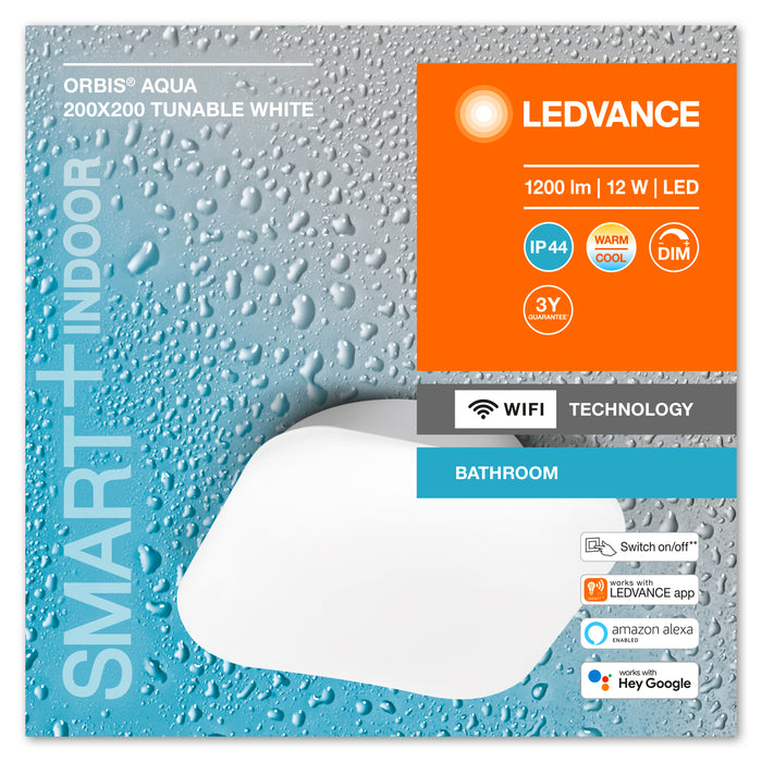 Ledvance Wifi Smart+ Orbis Led Aqua Bad Deckenleuchte 20x20cm Tunable Weiss 12w / 3000-6500k