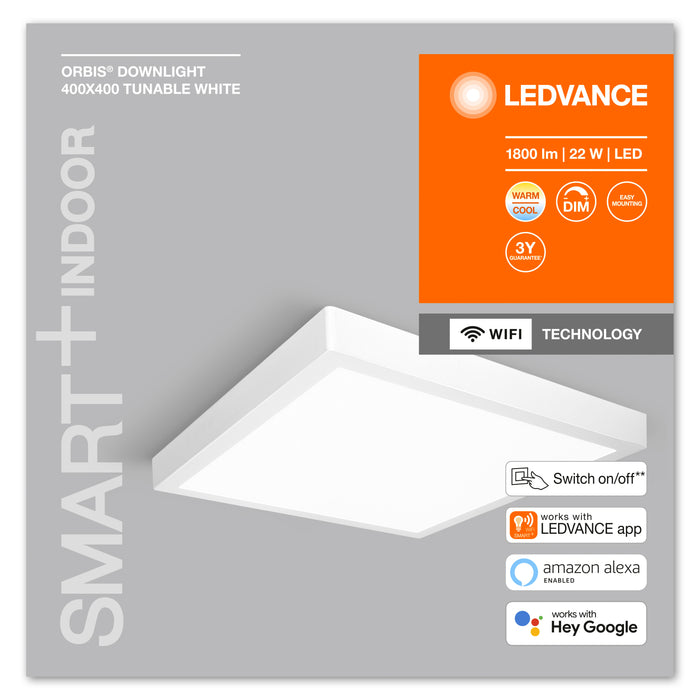Ledvance Wifi Smart+ Orbis Downlight Led Deckenleuchte 40x40cm Tunable Weiss 22w / 3000-6500k