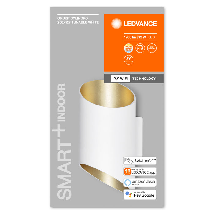 Ledvance Wifi Smart+ Orbis Cylindro Led Wandleuchte 20x12,7cm Tunable Weiss 12w / 3000-6500k Weiss