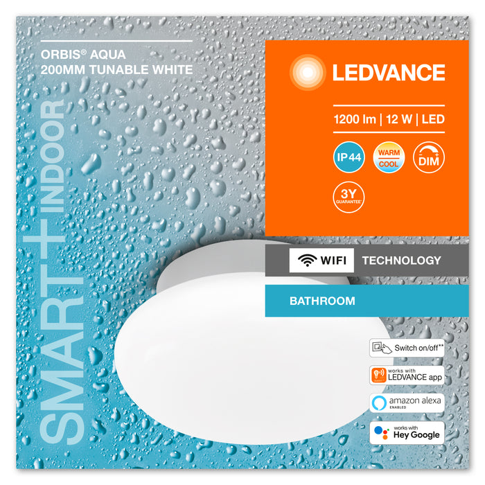 Ledvance Wifi Smart+ Orbis Led Aqua Bad Deckenleuchte 20cm Tunable Weiss 12w / 3000-6500k