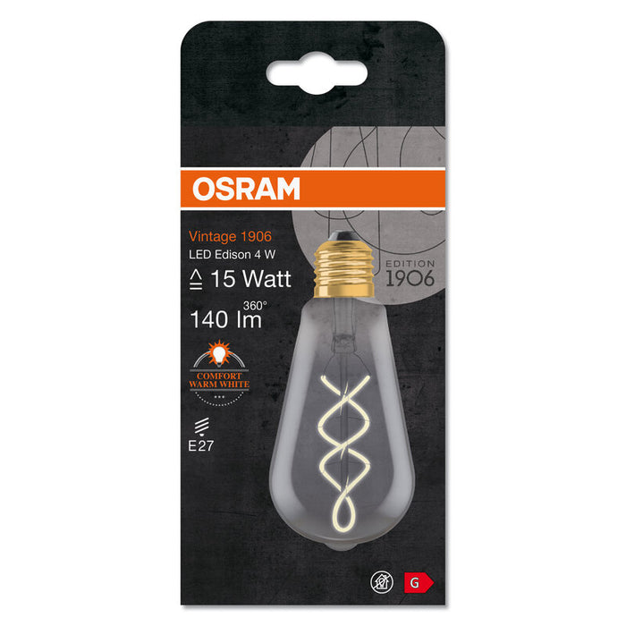Osram Vintage 1906® Ledison Led Lampe (Ex 15w) 5w / 1800k Warmweiss E27 Rauchglas Optik