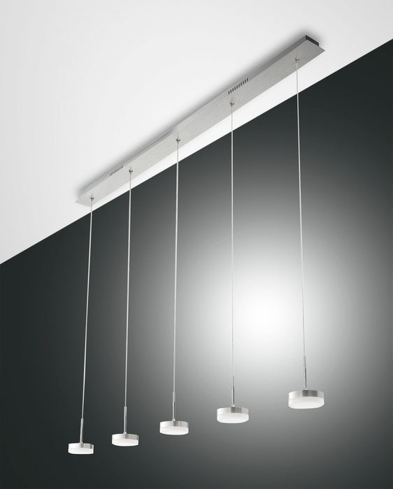 Fabas Luce Dunk, Pendelleuchte, LED, 5x8W, Metall- und Methacrylat, Aluminium gebuerstet 1