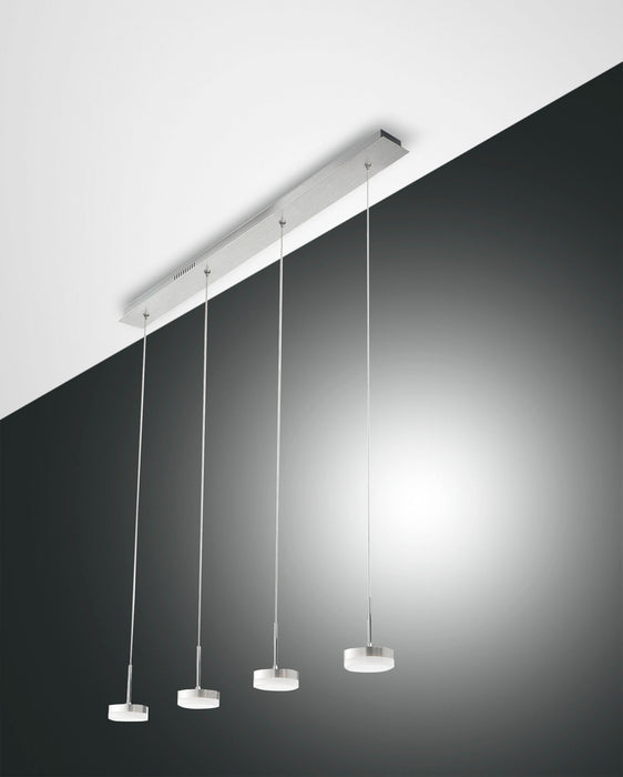 Fabas Luce Dunk, Pendelleuchte, LED, 4x8W, Metall- und Methacrylat, Aluminium gebuerstet 1