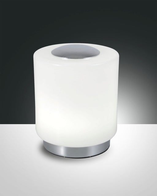 Fabas Luce Simi, Tischleuchte, LED, 1x8W, Metall und geblasenes Glas, Verchromt 1