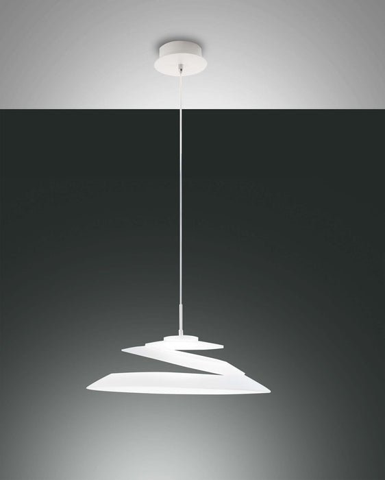 Fabas Luce Aragon, Pendelleuchte, LED, 1x18W, Metall und Glas, Weiss 1