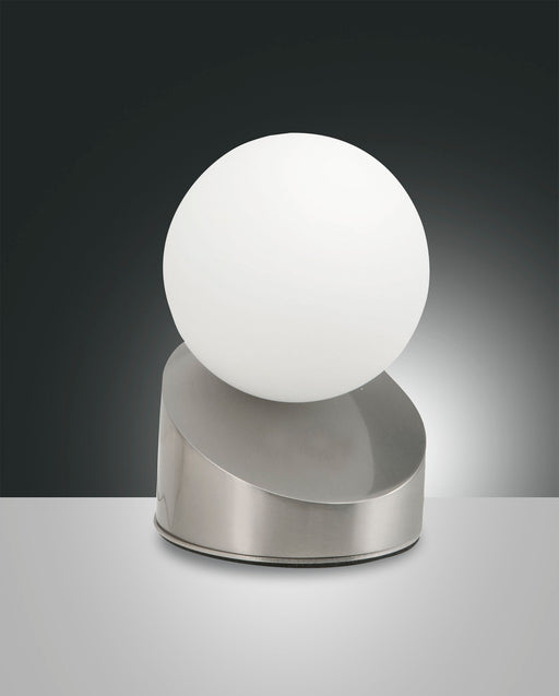 Fabas Luce Gravity, Tischleuchte, LED, 1x5W, Metall und geblasenes Glas, Nickel satiniert 1