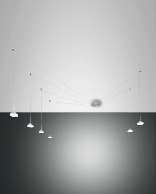Fabas Luce Isabella, Pendelleuchte, LED, 6x8W, Metall- und Methacrylat, Aluminium satiniert 1