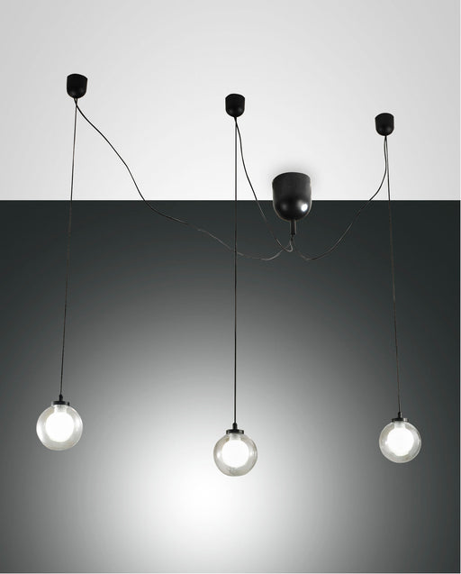 Fabas Luce Blog LED, Pendelleuchte, LED, 3x5W, Metall und Borsilicatglas, Schwarz 1