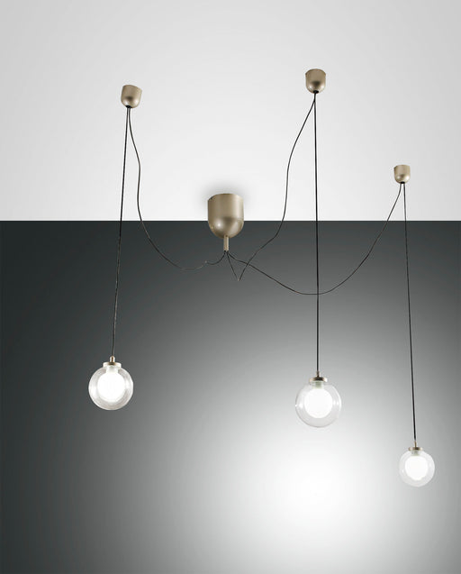 Fabas Luce Blog LED, Pendelleuchte, LED, 3x5W, Metall und Borsilicatglas, Gold edelmatt 1
