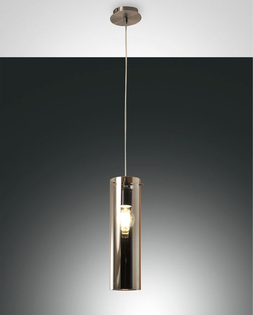Fabas Luce Sintesi, Pendelleuchte, E27,  1X60W , Metall und Borsilicatglas, Grau transparent 1