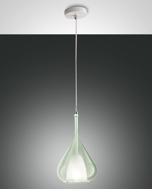 Fabas Luce Lila, Pendelleuchte, E27, 1x40W, Metall und Borsilicatglas, Transparent gruen 1
