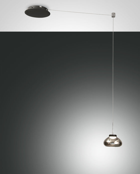 Arabella, Pendelleuchte, LED, 1x8W, Metall und geblasenes Glas, Grau transparent 1