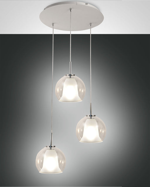 Fabas Luce Bretagna, Pendelleuchte, E27, 3X40W, Metall und Borsilicatglas, weiß/Transparent 1