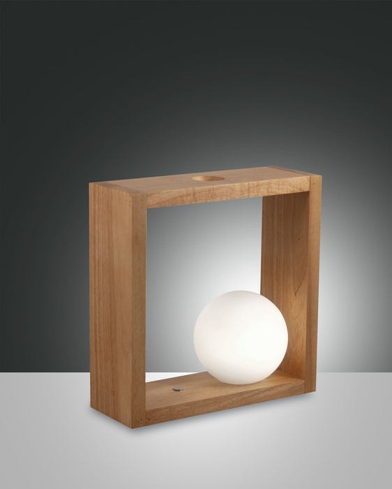 Kark, Tischleuchte, LED, Holzgestell mit Geblasenes Glas, Eichenholz, 1x5W 1