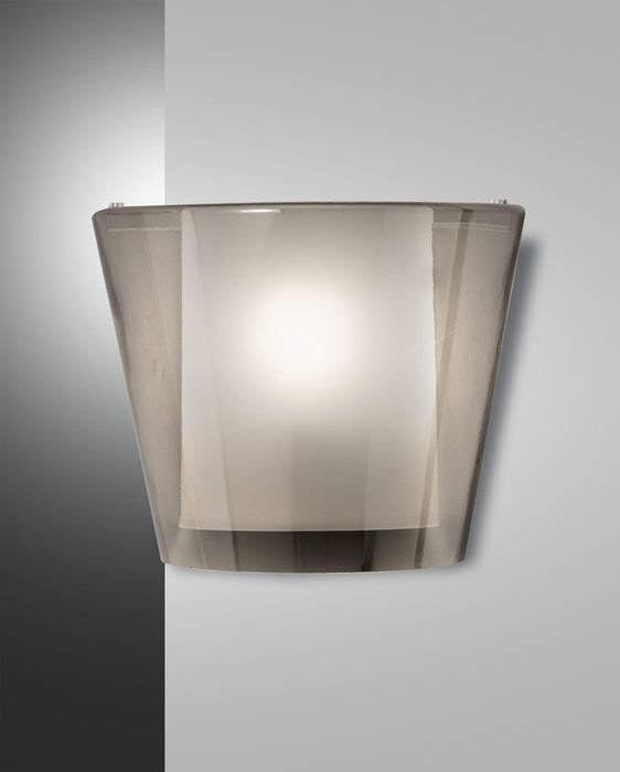 Viki, Wandleuchte, Metall, glas - und Methacrylat, Grau transparent - E27, 1x40W