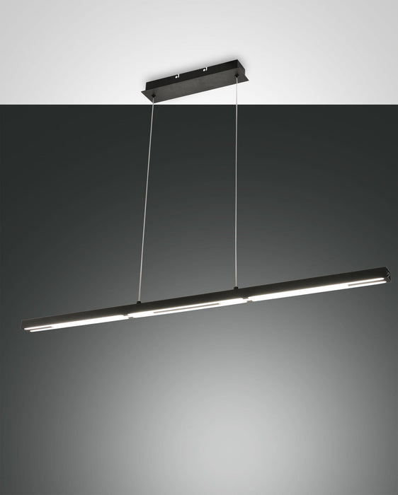 Fabas Luce Ling, Pendelleuchte, LED, 1x32W Downlight und 1x8W Uplight, Metall- und Methacrylat, Schwarz 1