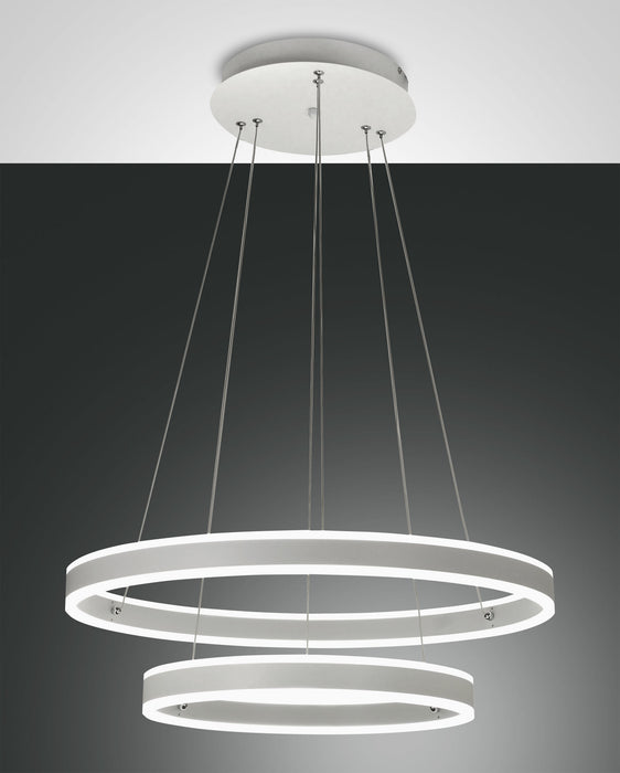 Fabas Luce Palau, Pendelleuchte, LED, 1x66W+1x44W, Metall- und Methacrylat, weiß 2
