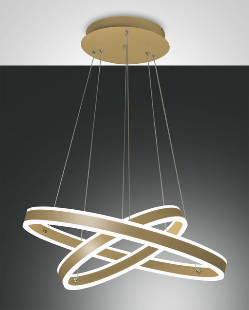 Fabas Luce Palau, Pendelleuchte, LED, 1x66W+1x44W, Metall- und Methacrylat, Gold edelmatt 1