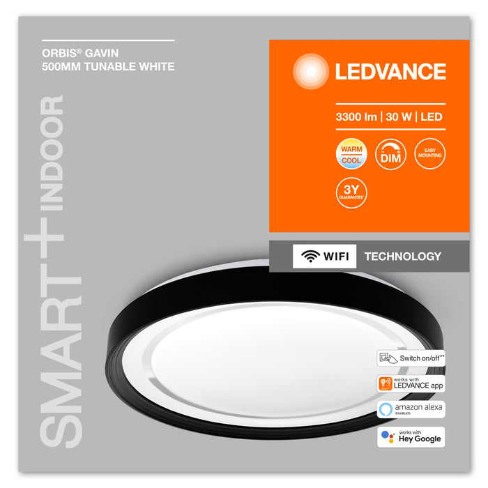 Ledvance Wifi Smart+ Orbis Gavin Led Deckenleuchte 50cm Tunable Weiss 30w / 2700-6500k Schwarz