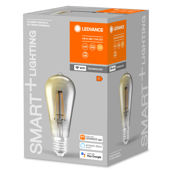 LEDVANCE Wifi SMART+ Lampe Filament Edison Dimmable (Ex 44W) 6 W/2500 K E27 5