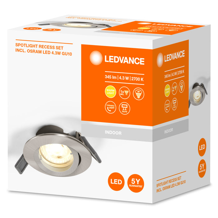 Ledvance Recess Downlight Twistlock Led Spotlight Für Decke Blank 4,3w / 2700k Warmweiß Gu10 3