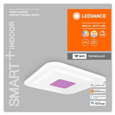 Ledvance Wifi Smart+ Orbis Saddie Led Rgbw Mehrfarbig Deckenleuchte 50x50cm Tunable Weiss 36w / 2700-6500k  5