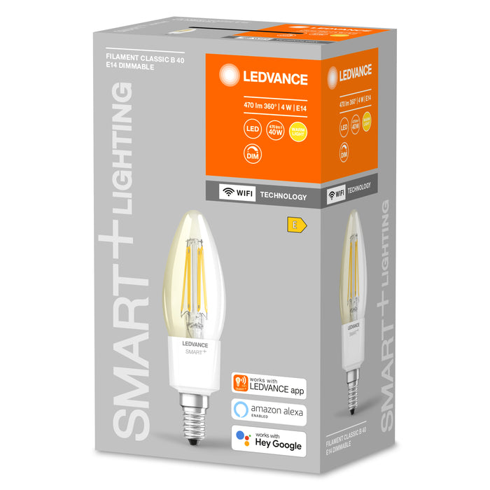 Ledvance Wifi Smart+ Lampe Kerzenform Dimmbar 4w / 2700k Warmweiss E14
