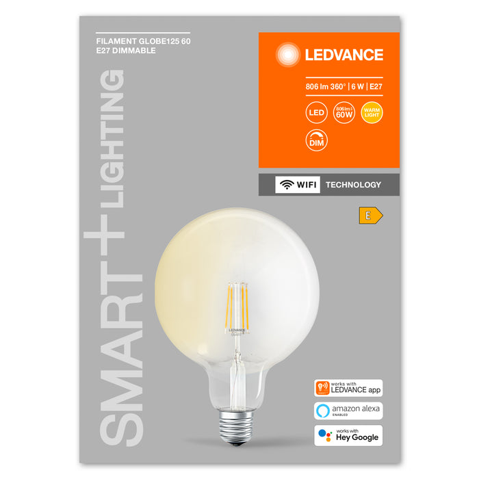 Ledvance Wifi Smart+ Filament Led Lampe Globe Dimmbar (Ex 60w) 5,5w / 2700k Warmweiss E27