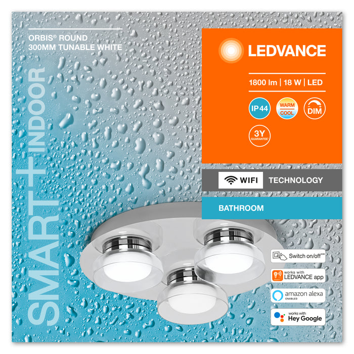Ledvance Wifi Smart+ Orbis Round Led Bad Deckenleuchte 30cm Tunable Weiss 18w / 3000-6500k
