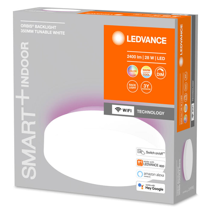 Ledvance Wifi Smart+ Orbis Backlight Led Deckenleuchte Rgbw Mehrfarbig 35cm Tunable Weiss 28w / 3000-6500k Weiss
