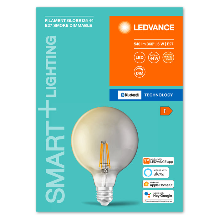 LEDVANCE Bluetooth SMART+ Globe LED Filament Lampe Dimmbar (Ex 48W) 6W / 2700K Warmweiß E27 5