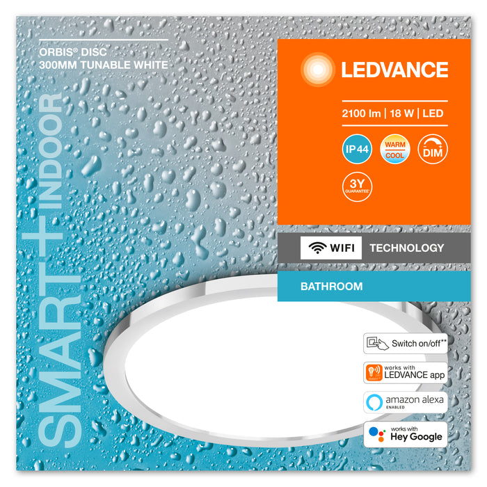 Ledvance Wifi Smart+ Orbis Disc Led Bad Deckenleuchte 30cm Tunable Weiss 18w / 3000-6500k