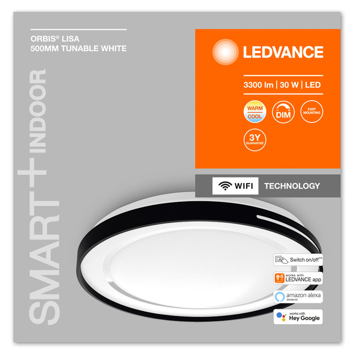 Ledvance Wifi Smart+ Orbis Lisa Led Deckenleuchte 50cm Tunable Weiss 30w / 2700-6500k Schwarz