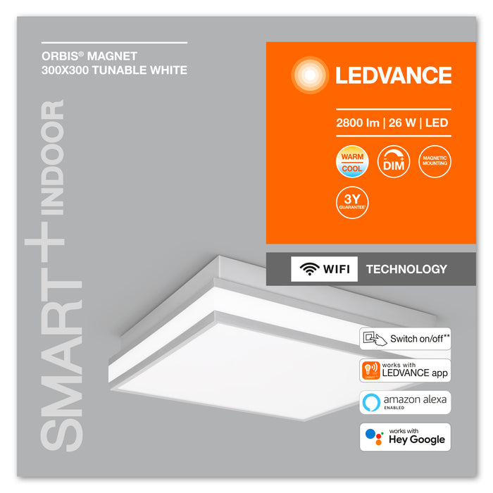 Ledvance Wifi Smart+ Orbis Magnet Led Deckenleuchte 30x30cm Tunable Weiss 26w / 3000-6500k Grau