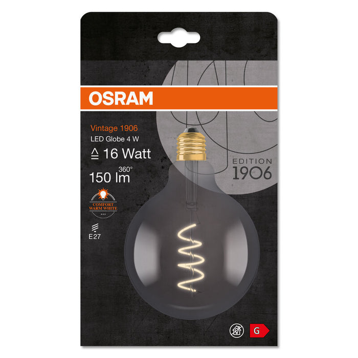 Osram Vintage 1906® Globe Led Lampe (Ex 15w) 5w / 1800k Warmweiss E27 Rauchglas Optik