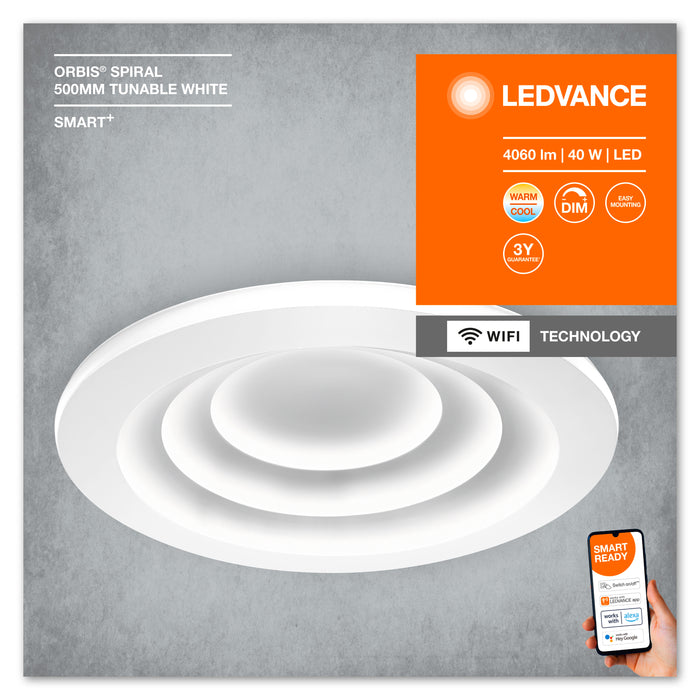 Ledvance Wifi Smart+ Orbis Spiral Led Deckenleuchte Tunable Weiß 50cm 32w / 3000-6500k Grau 3